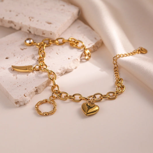 Heart Knife Bracelet [304 Stainless Steel,18K Gold Plated]