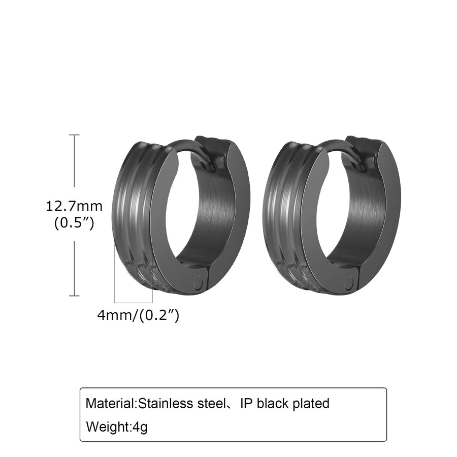 Striped Hoop Earrings [201 Stainless Steel]