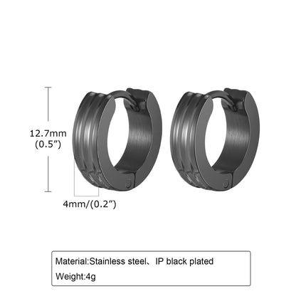 Striped Hoop Earrings [201 Stainless Steel]