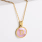 Pink Shell Letter Necklaces [304 Stainless Steel,18K Gold Plated]