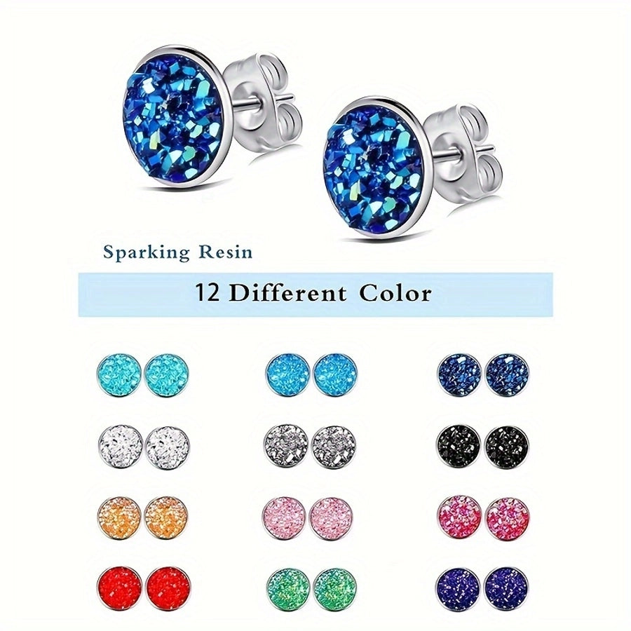 Colored Acrylic Stud Earrings [304 Stainless Steel]