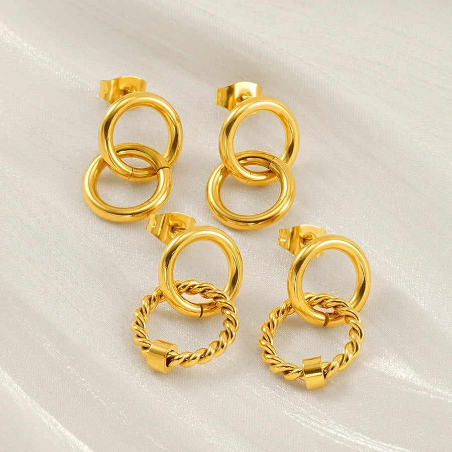 Mix Design Drop Earrings [304 Stainless Steel, 18K Gold Plated]