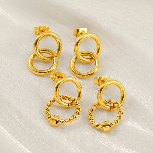 Náušnice Mix Design Drop Earrings [304 Nerezová ocel, 18k zlaté pokovené]