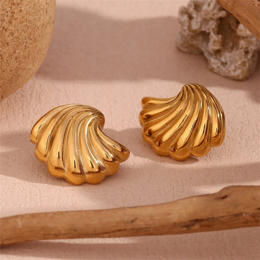 Marine Style Simple Style Sea Wave Ohrringe [304 Edelstahl, 18K Gold plattiert]