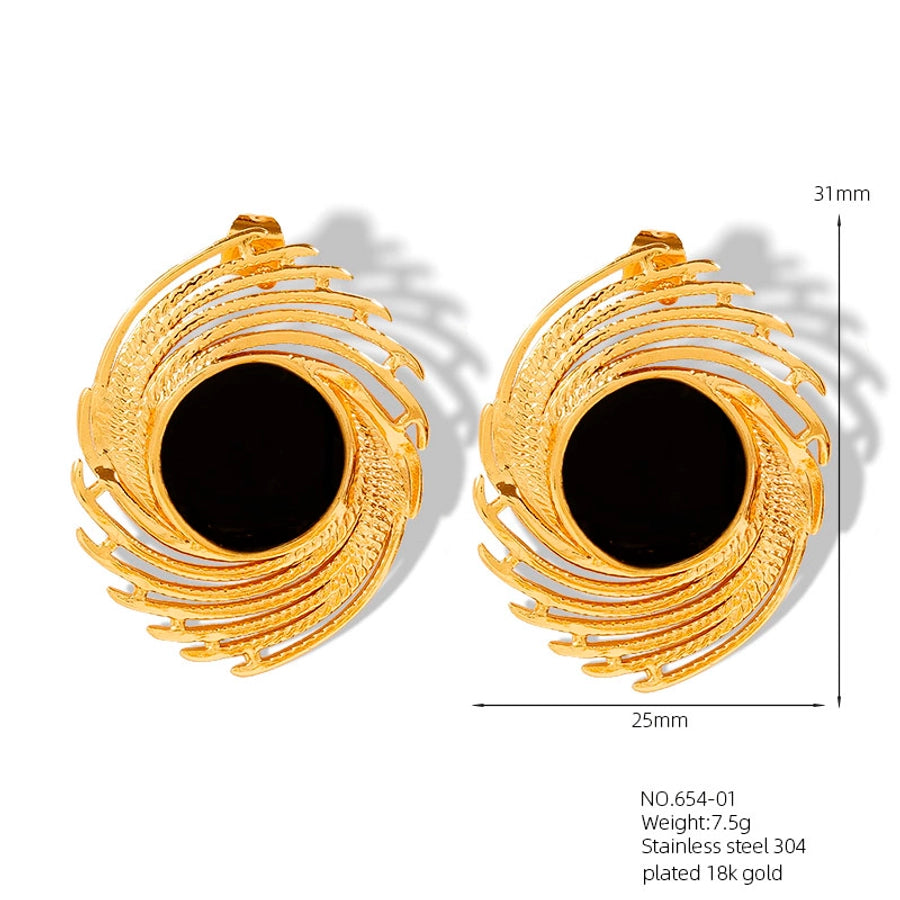 Colored Enamel Earrings [304 Stainless Steel,18K Gold Plated]