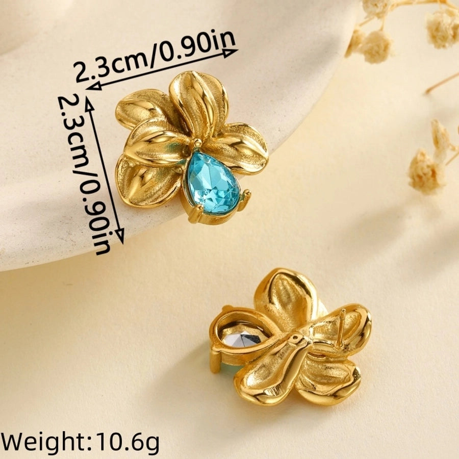 Stainless Steel New Graceful and Fashionable Inlaid Pearl Zircon Bow Flower Stud Earrings Trendy High Sense Women's Stud Earrings