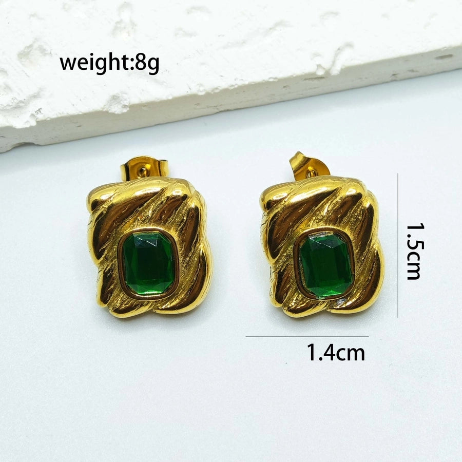 Elegant Stone Earrings [304 Stainless Steel,18K Gold Plated]