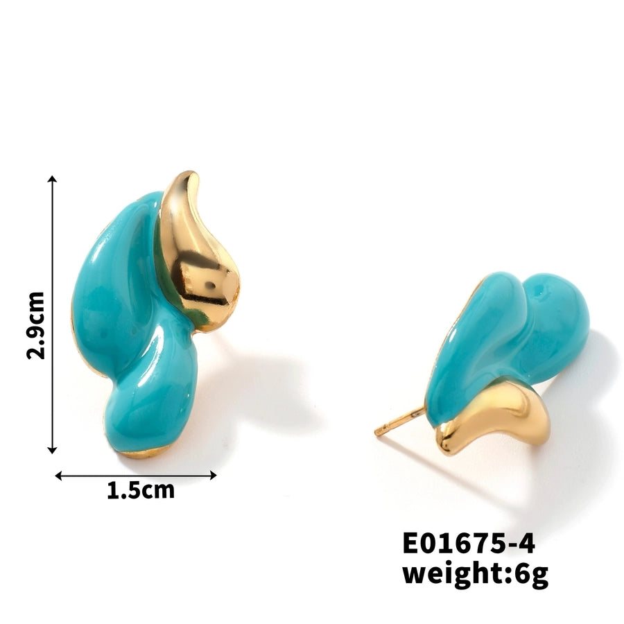 Boucles d'oreilles en émail colorées [304 en acier inoxydable]