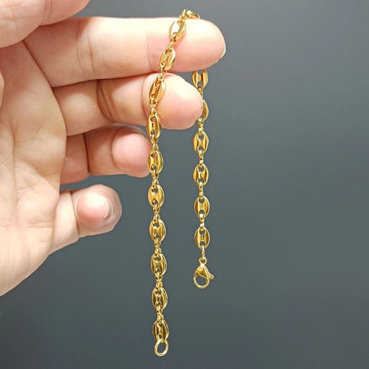 Pulseira de cadeia de novidades [304 aço inoxidável, peito de ouro de 18k]