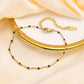 Black Beads Anklet [201 Stainless Steel, 18K Gold Plated]