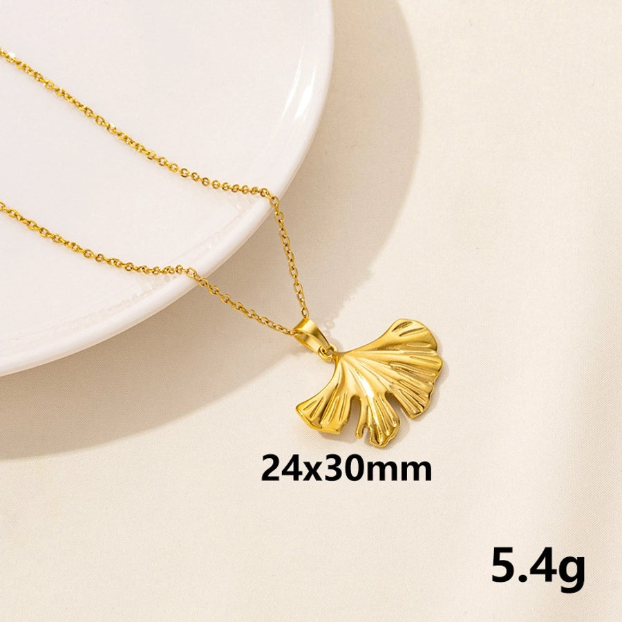 Leaves Pendant Necklace [304 Stainless Steel,18K Gold Plated]