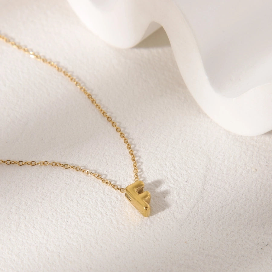 Gold Letter Pendant Necklace [304 Stainless Steel,18K Gold Plated]