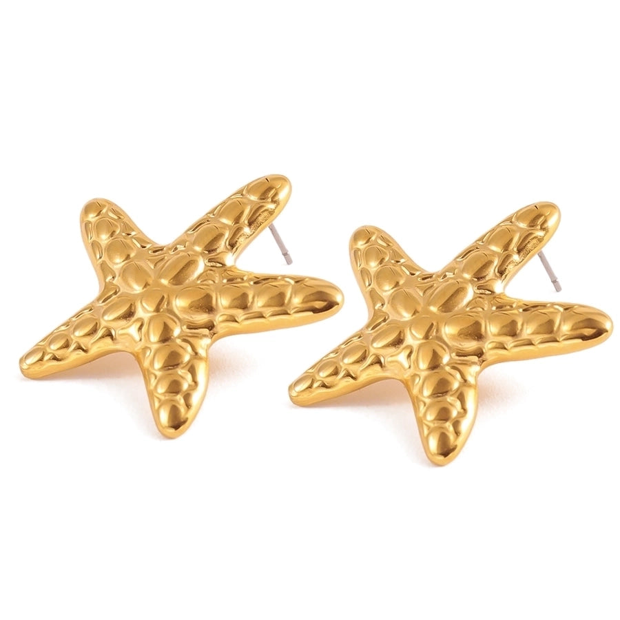 Starfish Earrings [304 Stainless Steel,18K Gold Plated]