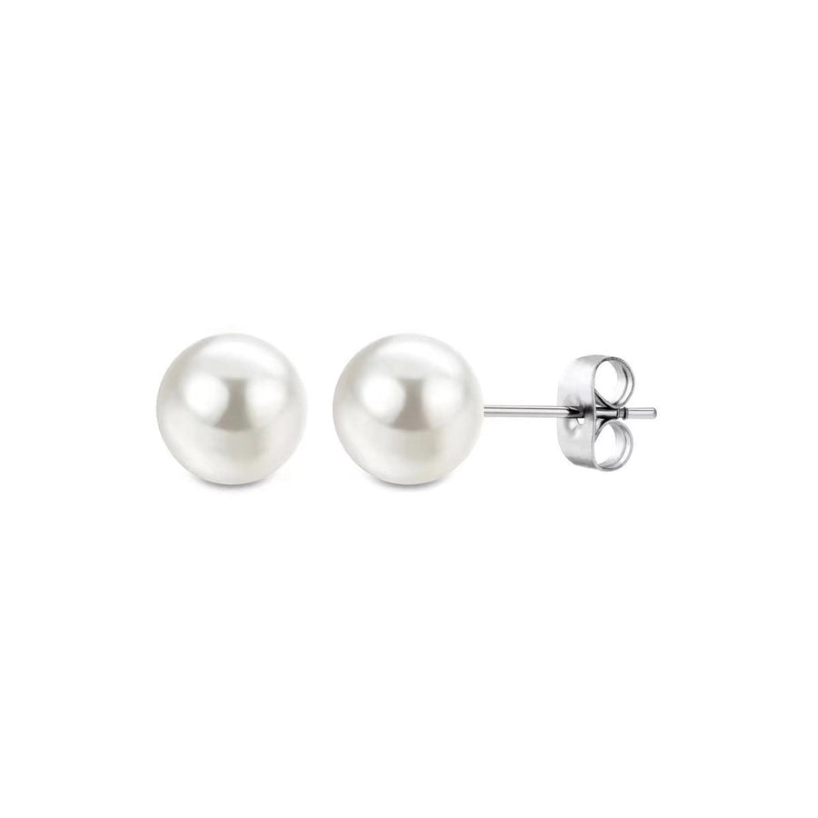 Silver Pearl Earrings [304 Stainless Steel]