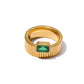 Retro Plating Square Zircon Ring [304 Stainless Steel 18K Gold Plated]