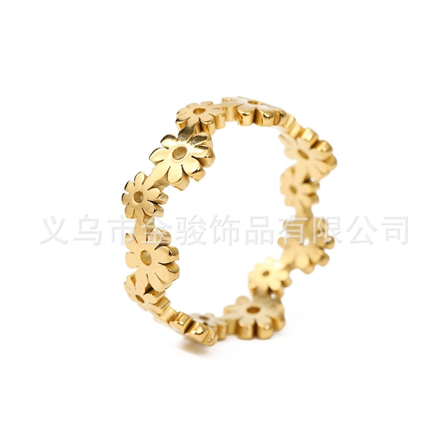 pastoral flower stainless steel polishing rings