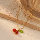 Cherry Jewelry Set [304 Stainless Steel, 18K Gold Plated]