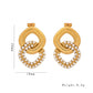 Vintage Style Double Ring Artificial Pearls Earrings [304 Stainless Steel,18K Gold Plated]