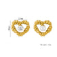 Sweet Heart Shape Pearl Twist Earrings [304 Stainless Steel,18K Gold Plated]