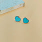 Blue Heart Shape Earrings [304 Stainless Steel]