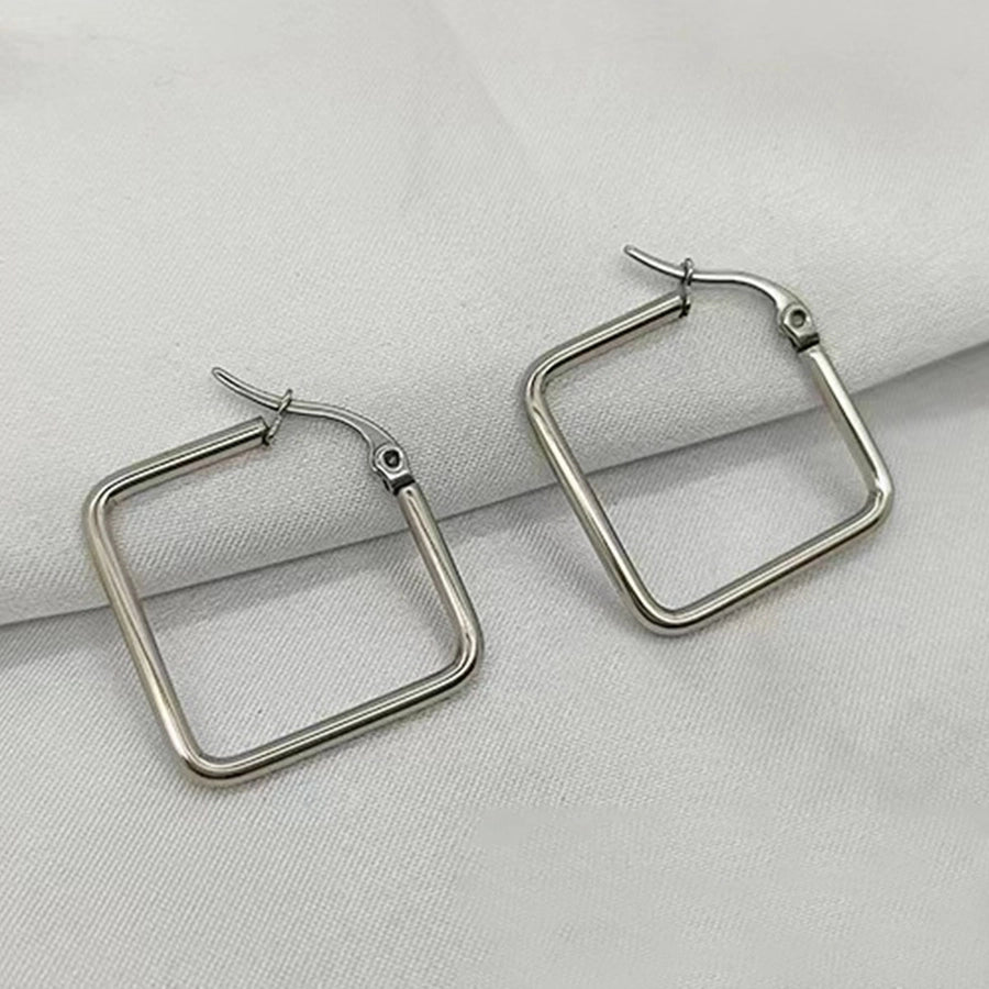 Rhombus Hoop Earrings [304 Stainless Steel,18K Gold Plated]