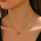 Rhinestones Pendant Necklace [304 Stainless Steel,14K Gold Plated]