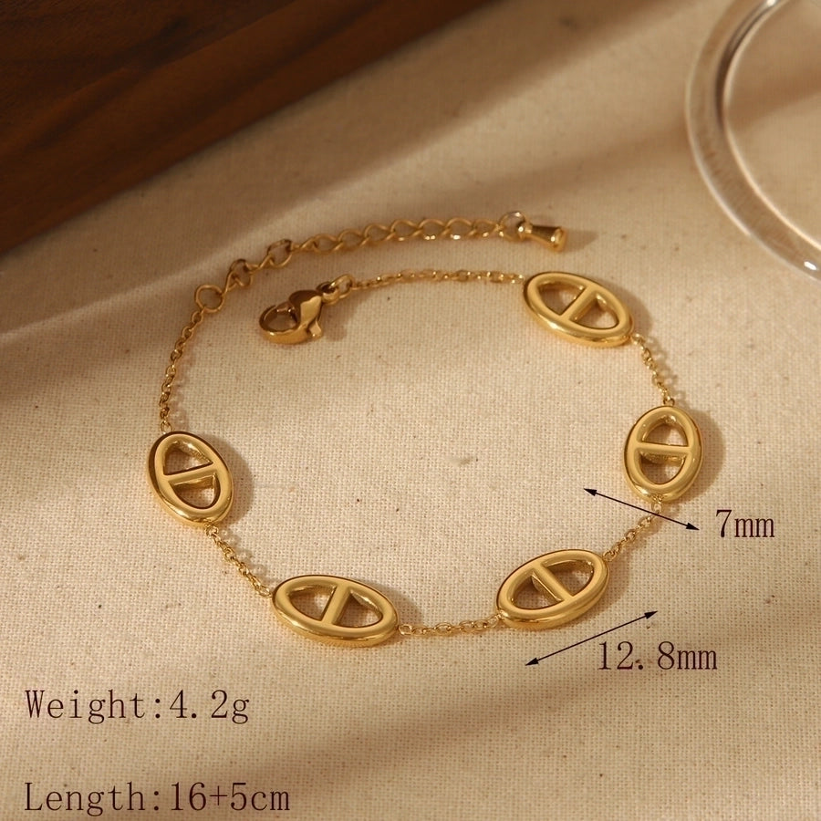 Pig Nose Bracelet/Jewelry Set [304 Stainless Steel, 18K Gold Plated]