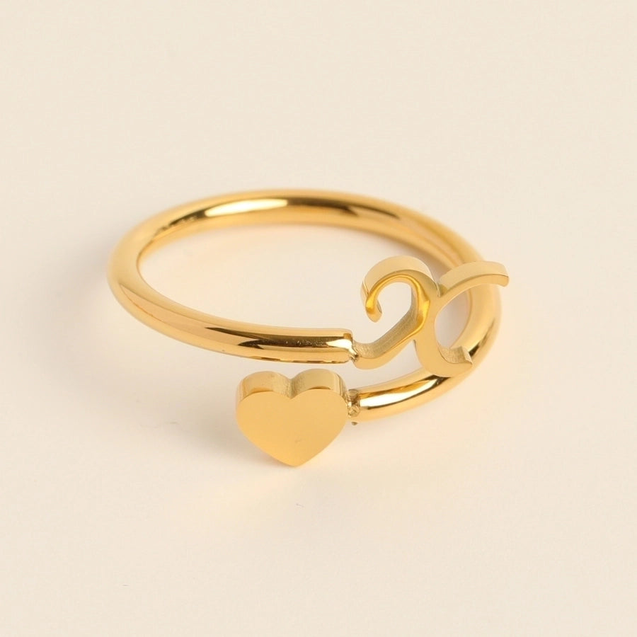 Letter Heart Ring [304 Stainless Steel]