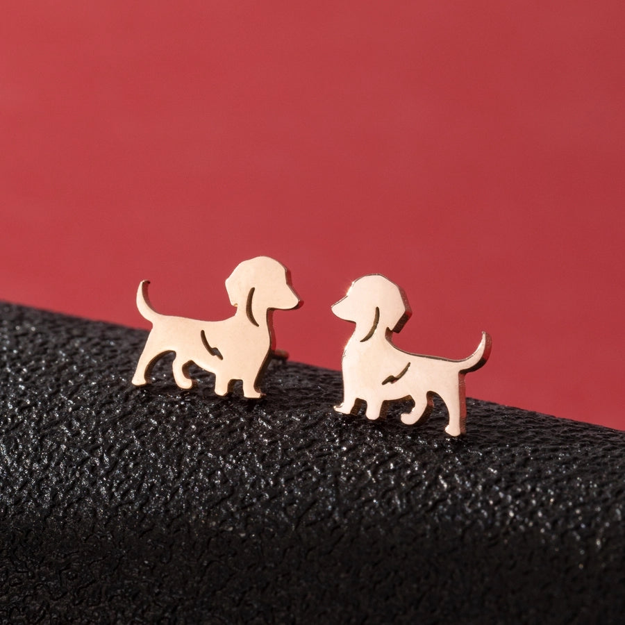 Dog Cat Ear Studs [304 Stainless Steel,18K Gold Plated]