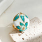 Vintage Flower Enamel Ring [Stainless Steel]