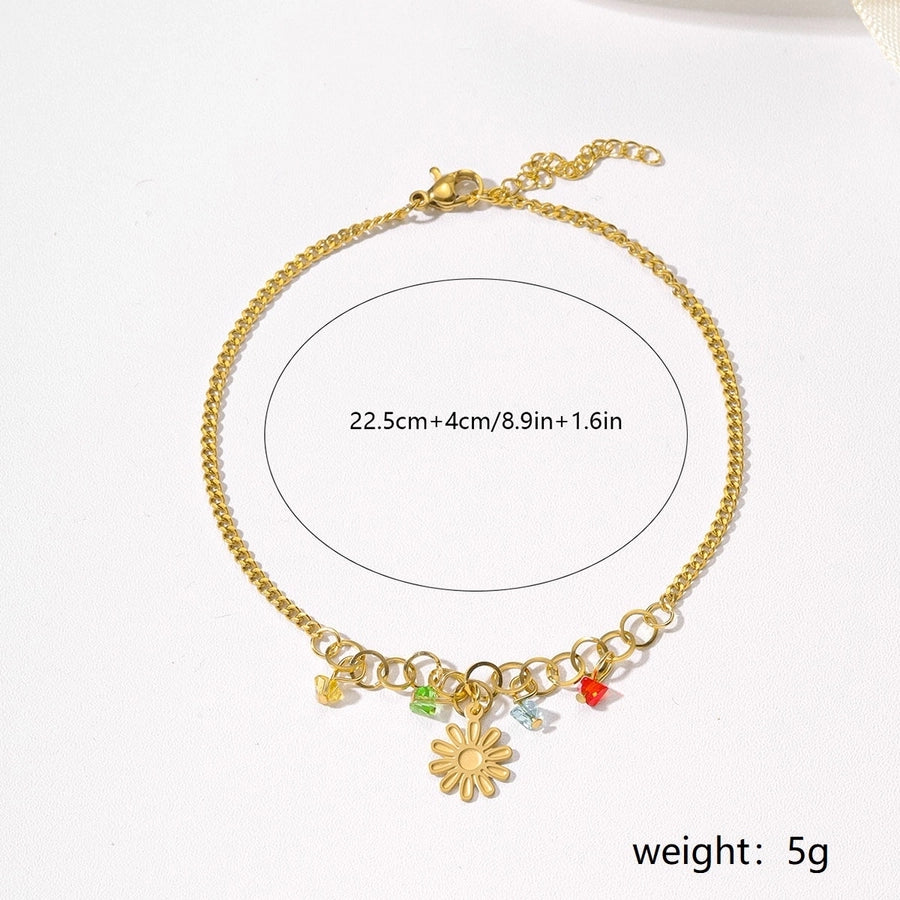 Artistic Flower Anklet [201 Stainless Steel, 18K Gold Plated]