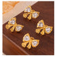 Shiny Bow Knot Artificial Gemstones Earrings [304 Stainless Steel]