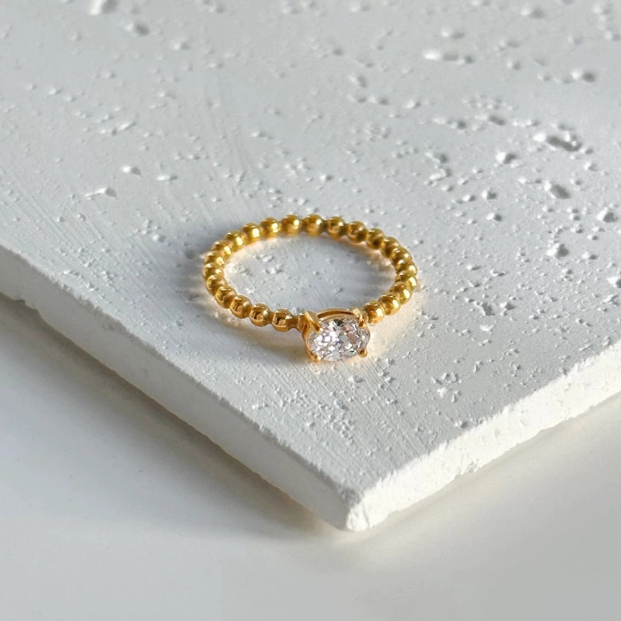 Shiny Geometric Ring [304 Stainless Steel Zircon 18K Gold Plated]