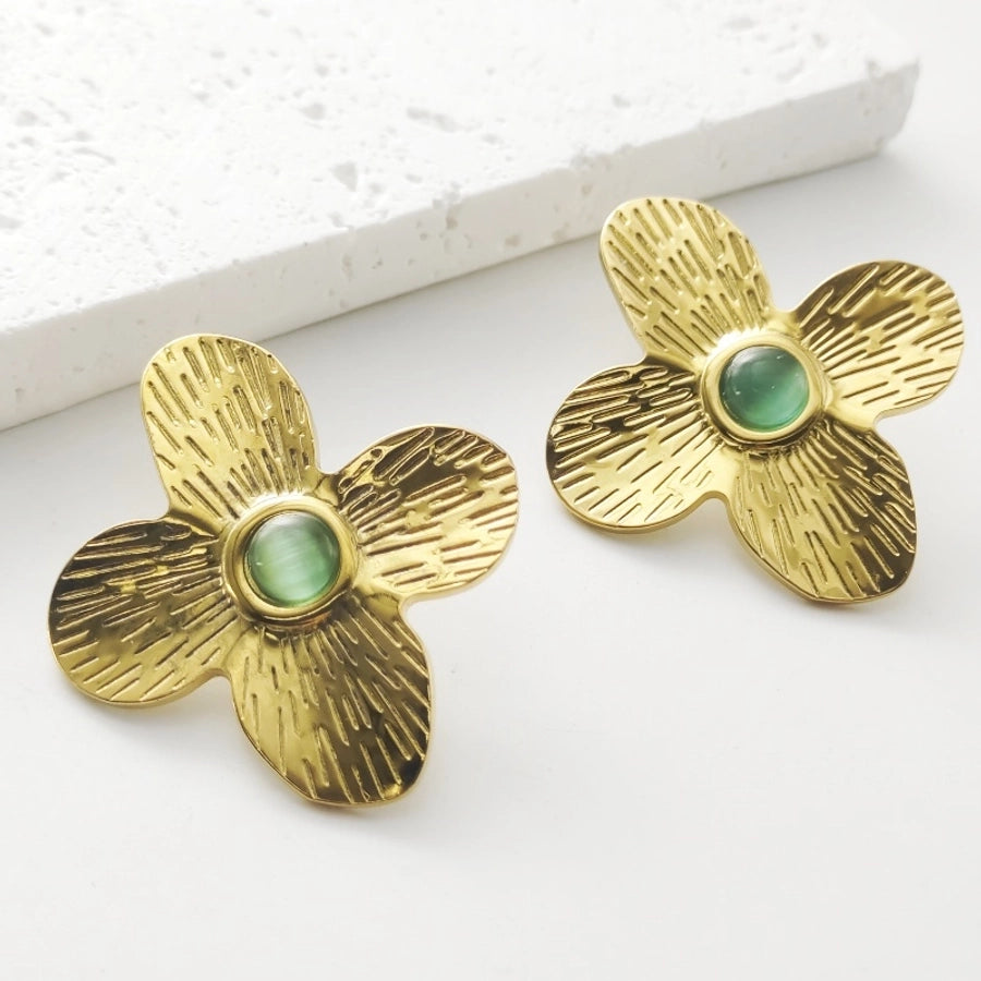 Retro Flower Earrings [304 Stainless Steel,18K Gold Plated]