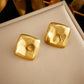 Square Stud Earrings [304 Stainless Steel, 18K Gold Plated]