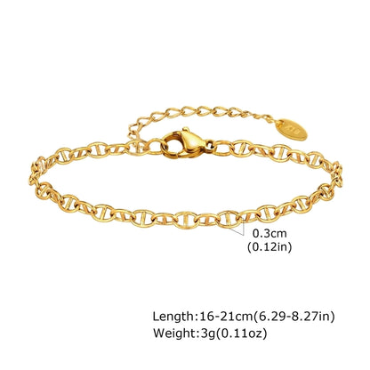 Pig Nose Chain Bracelet [201 Stainless Steel, 18K Gold Plated]