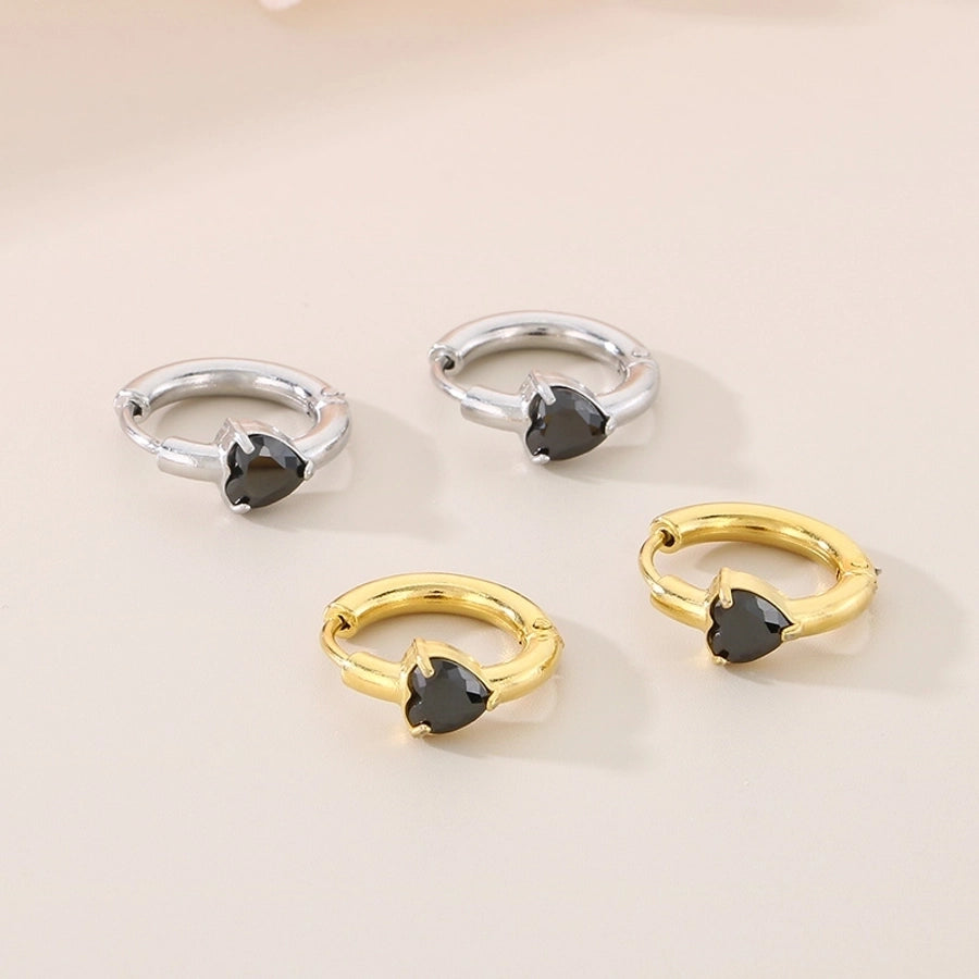 Commute Heart Shape Colored Rhinestone Earrings [304 Stainless Steel,18K Gold Plated]