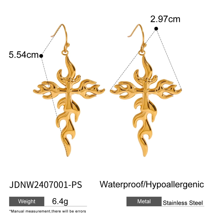 Cross Flame Earrings [304 Stainless Steel]