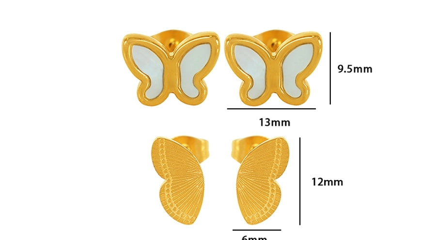 Ohrringe der weißen Schale aus Schmetterling [304 Edelstahl]