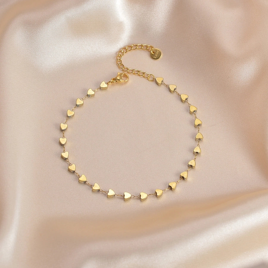 Heart Shape Anklet [304 Stainless Steel, 14K Gold Plated]