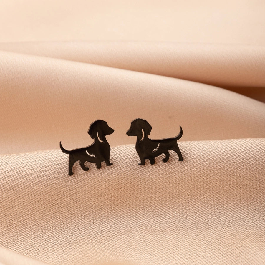 Dog Stud Earrings [304 Stainless Steel,18K Gold Plated]