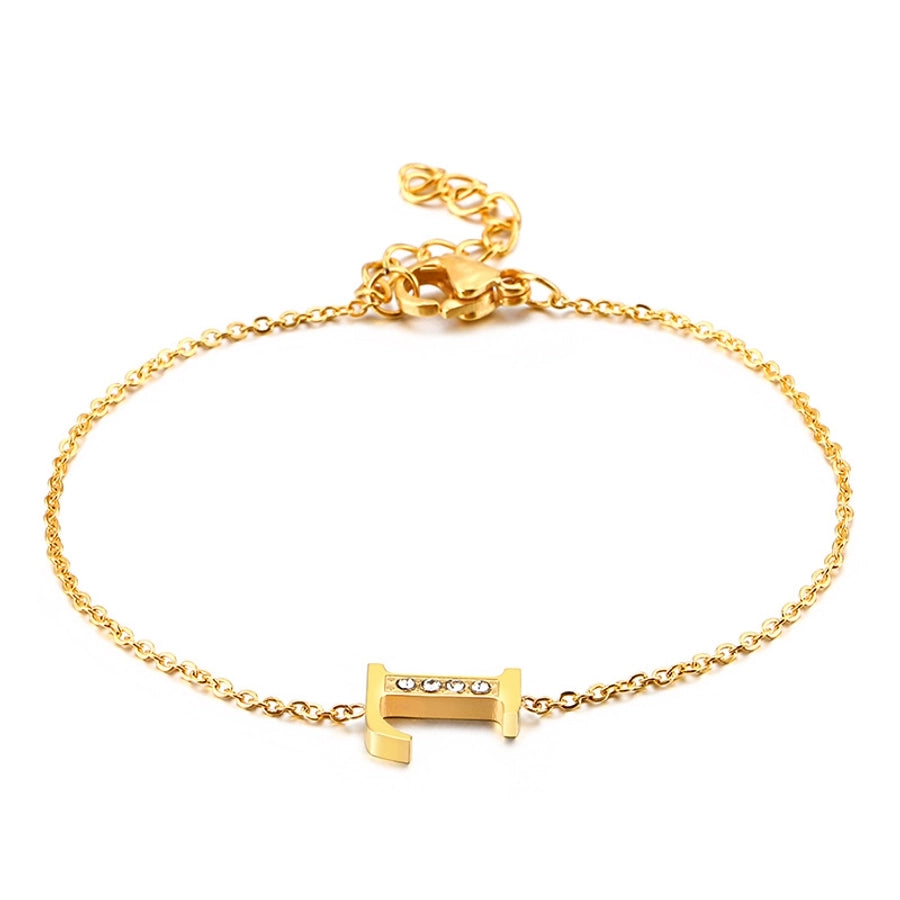 Letter Bracelets [304 Stainless Steel,18K Gold Plated]