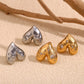 Heart Shape Rhinestones Earrings [304 Stainless Steel,18K Gold Plated]