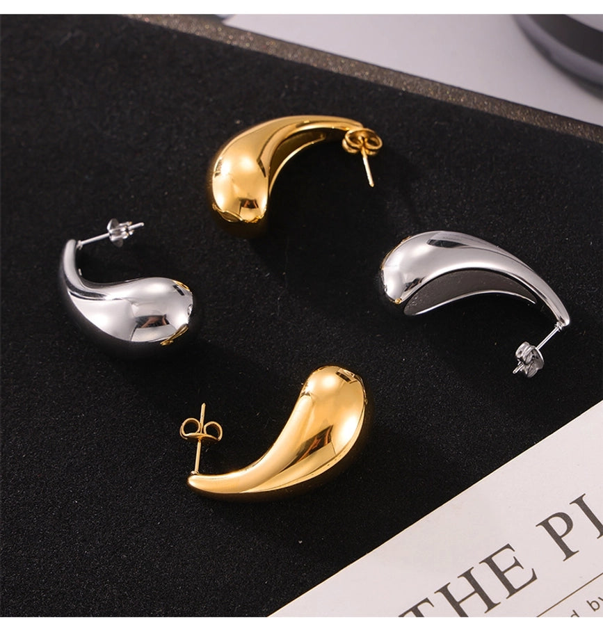 Water Droplets Earrings [304 Stainless Steel,18K Gold Plated]