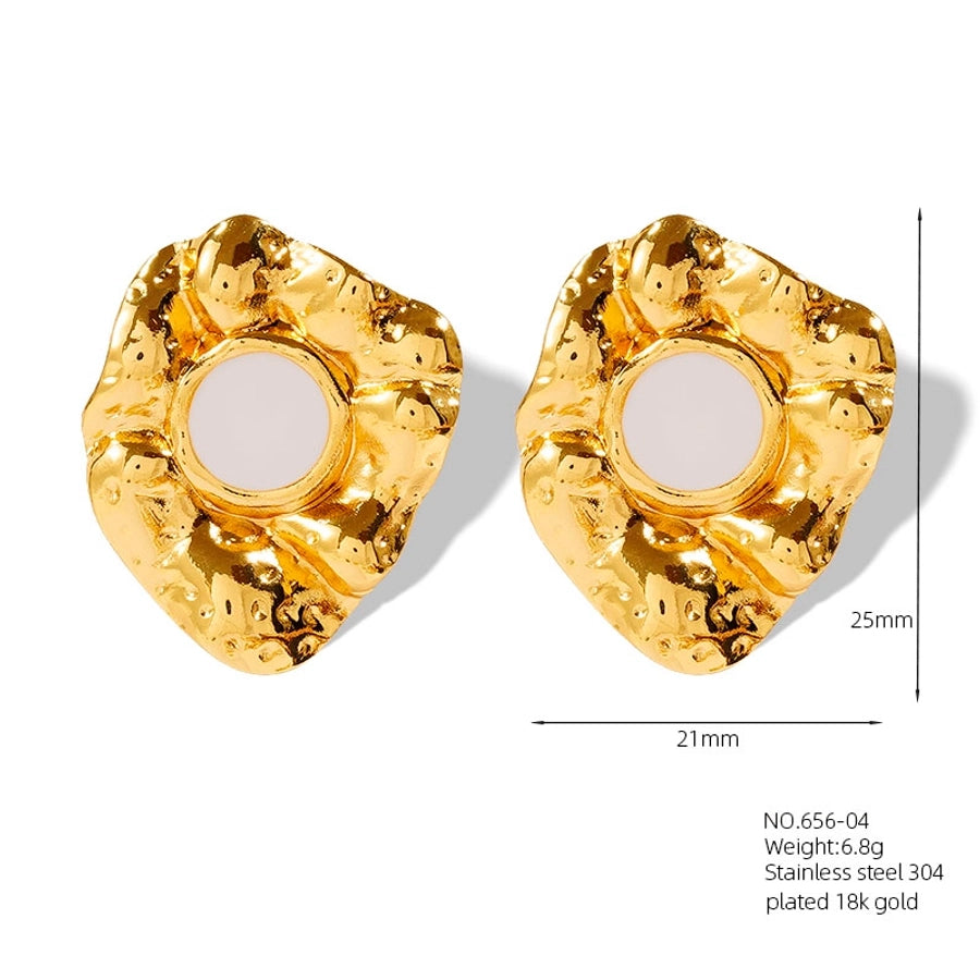 Vintage Style Stone Earrings [304 Stainless Steel,18K Gold Plated]