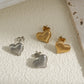 Striped Heart Shape Earrings [304 Stainless Steel,18K Gold Plated]