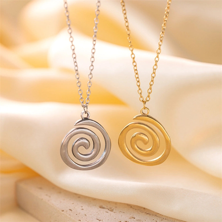 Spiral Necklace [304 Stainless Steel,18K Gold Plated]