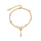 Pearl Butterfly Layered Anklet [304 Stainless Steel, 18K Gold Plated]