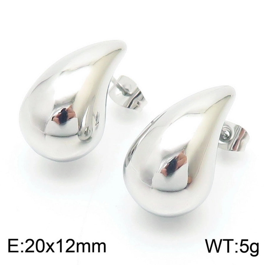 Water Droplets Ear Studs [Stainless Steel,18K Gold Plated]