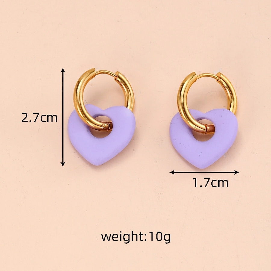 Heart Shape Drop Earrings [201 Stainless Steel]